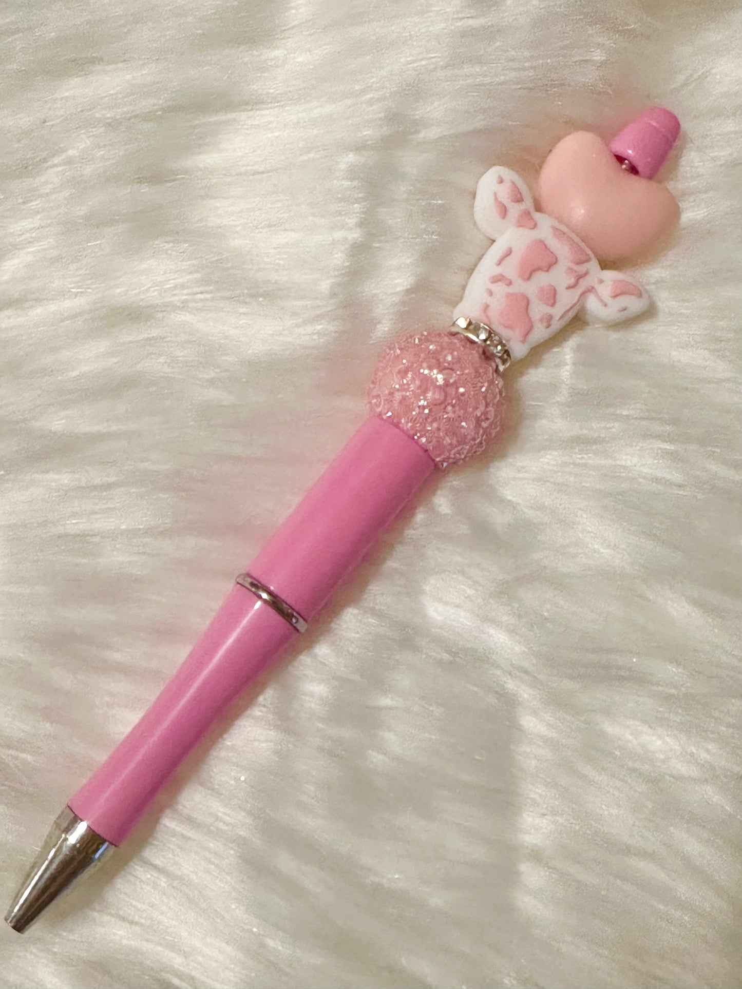 Pink Cow Decorated Pen