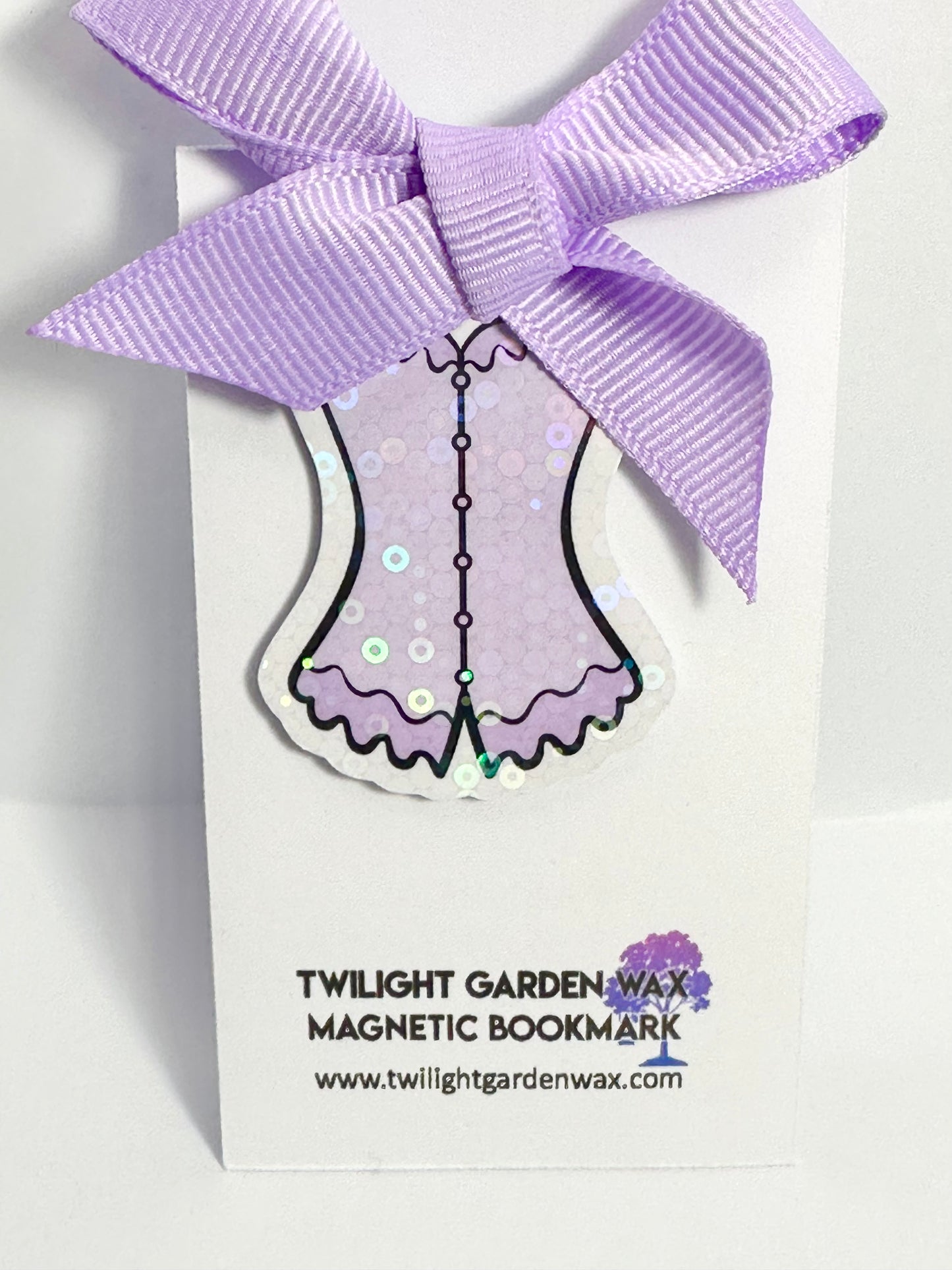 Purple Corset with Bow Magnetic Bookmark Coquette