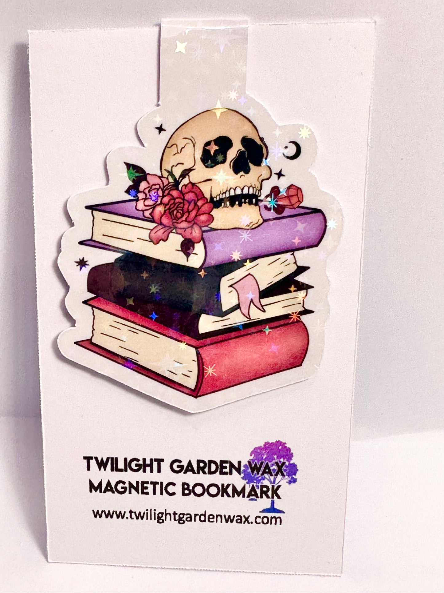 Skull and Books Magnetic Bookmark