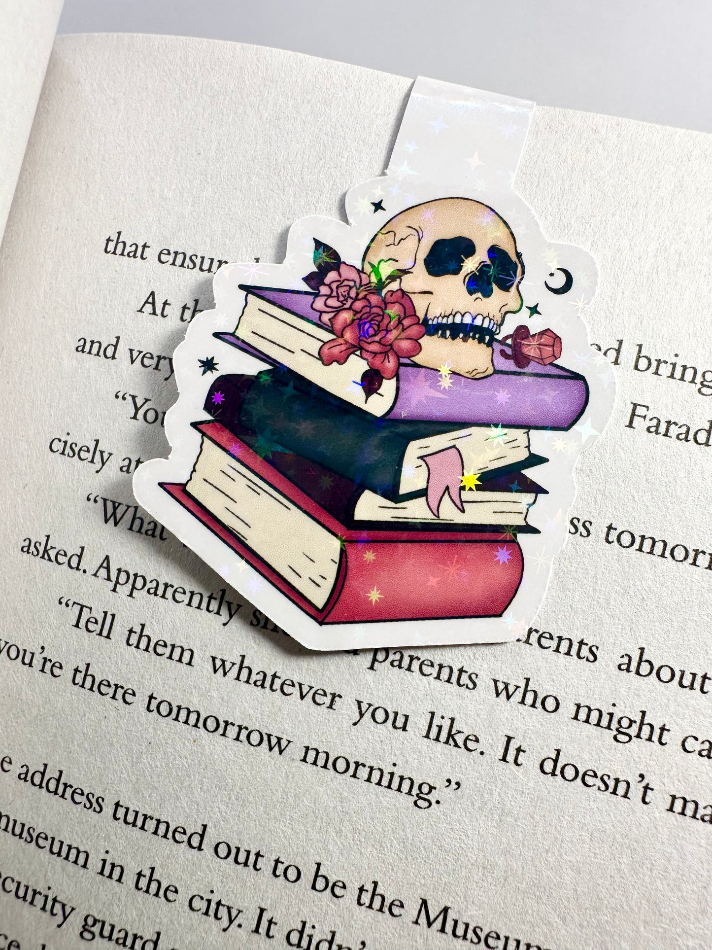 Skull and Books Magnetic Bookmark