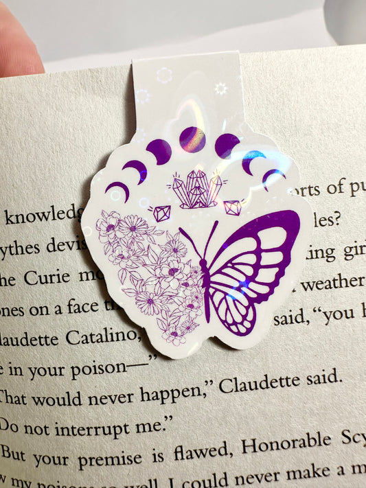 Butterfly and Moon Phases Magnetic Bookmark