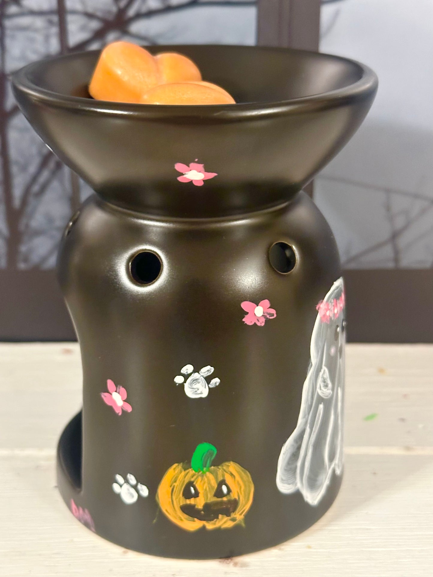 Ghost Walking Dog Hand-Painted Wax Warmer