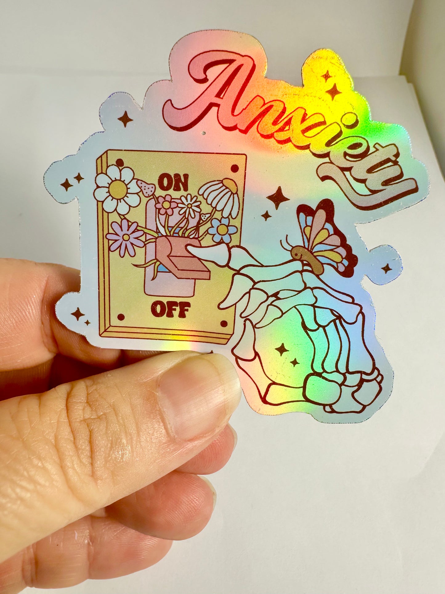 Anxiety Off Switch Sticker Holo