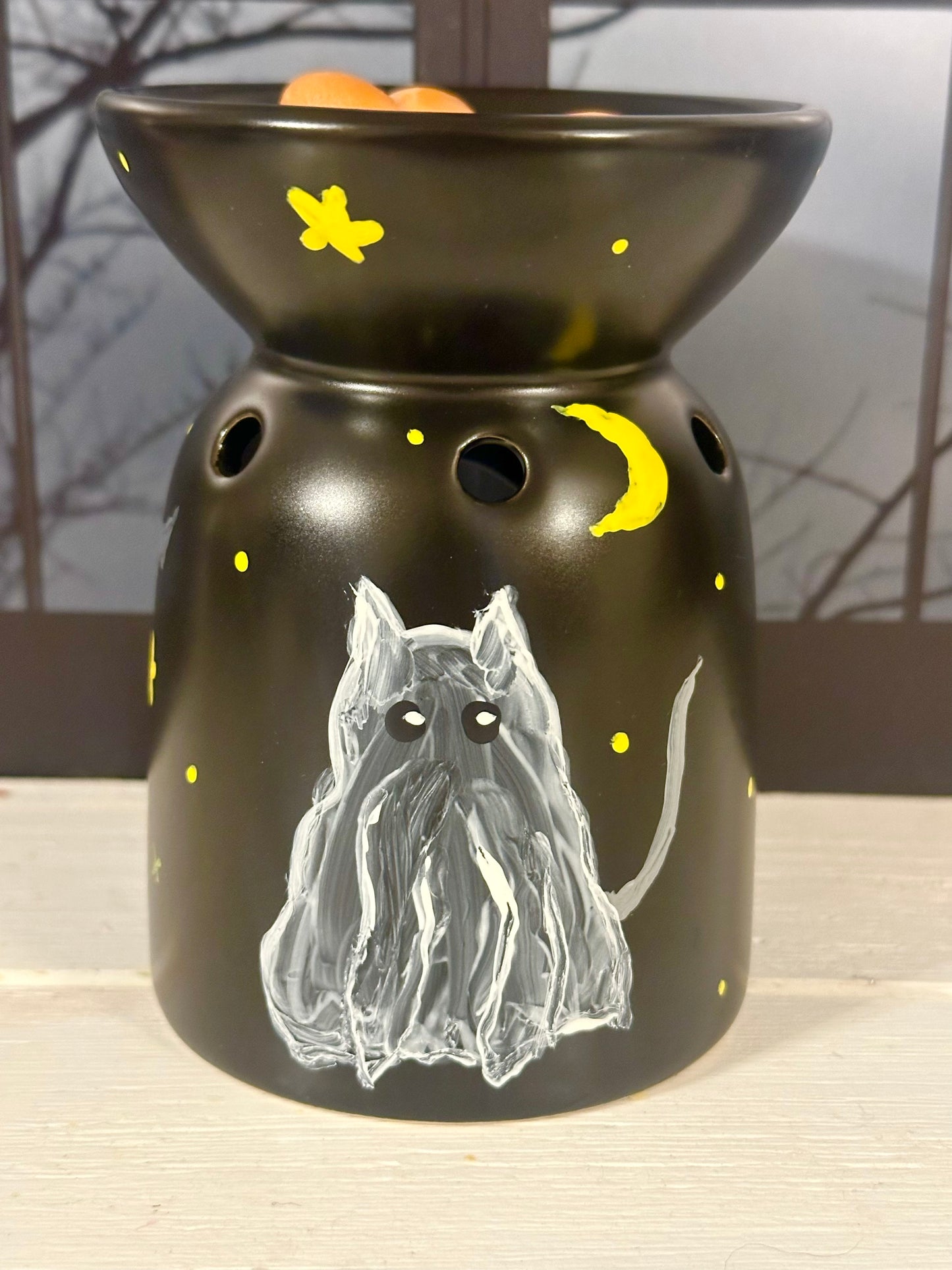 Cat Ghost Hand-Painted Wax Warmer