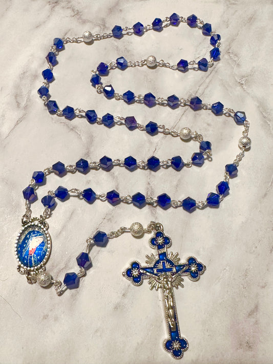Royal Blue Crystals Handmade Rosary
