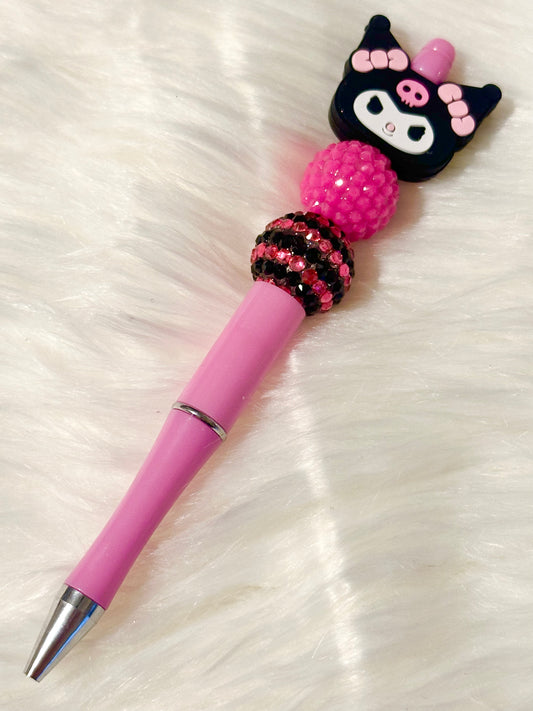 Naughty Kitty Face Hot Pink Decorated Pen
