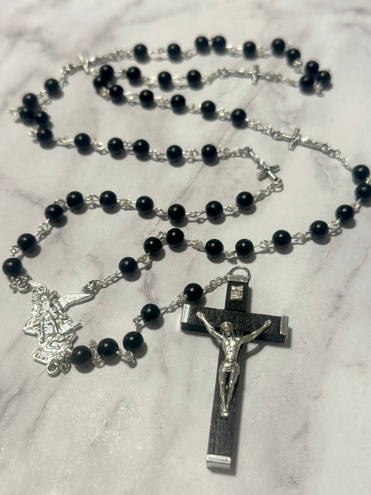 Black St. Michael Handmade Rosary