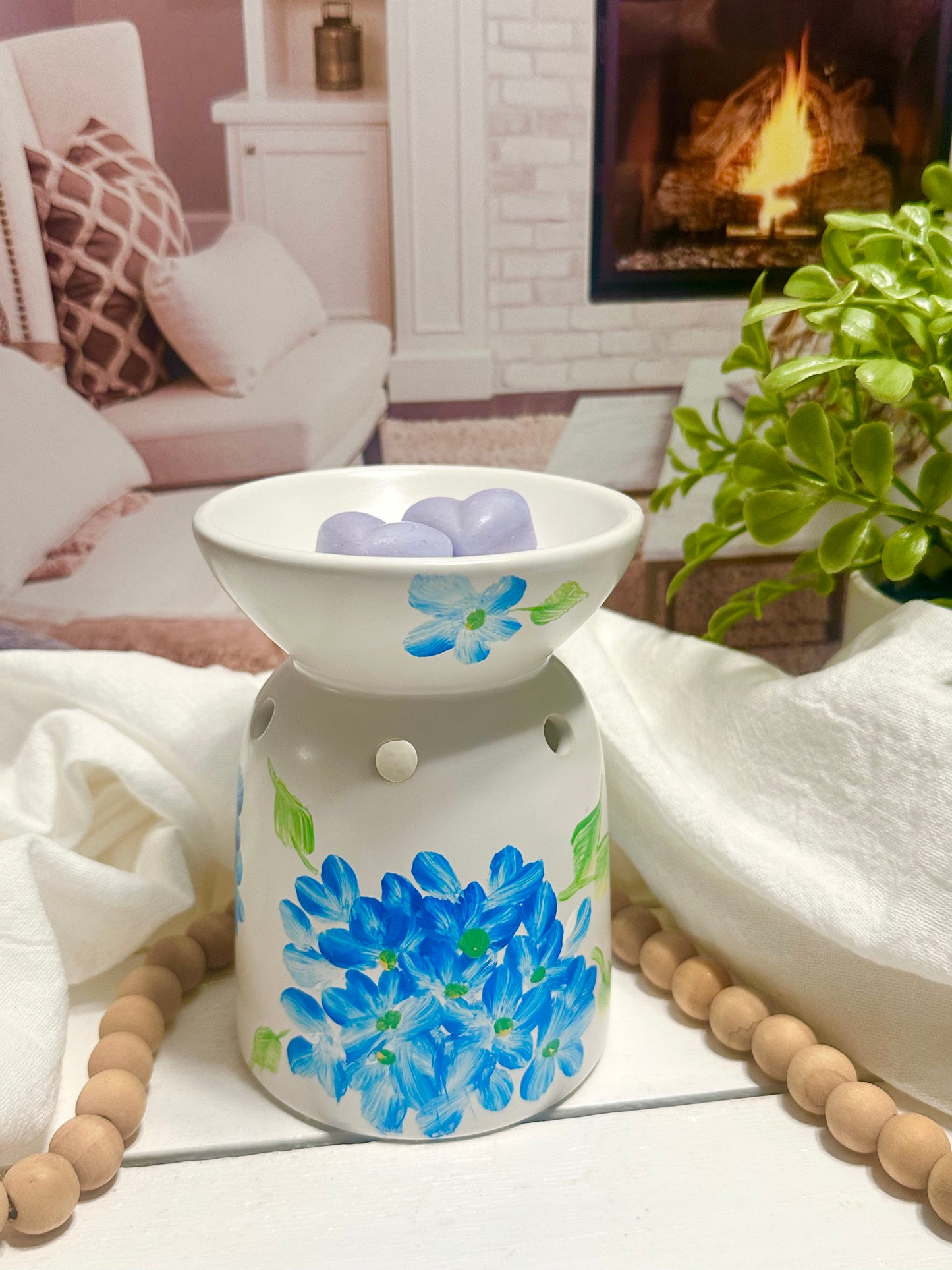 Blue Hydrangea Hand-Painted Wax Warmer