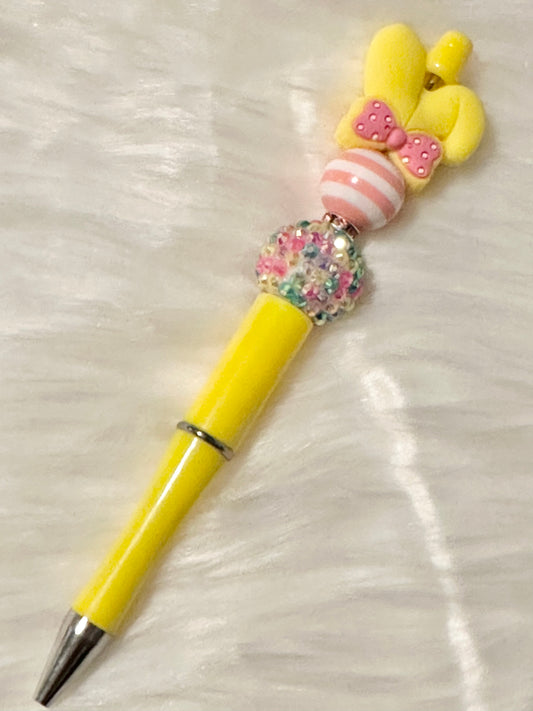 Yellow Bunny Ears Decorated Pen