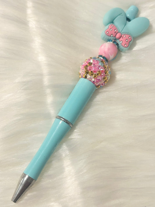 Blue Bunny Ears Decorated Pen